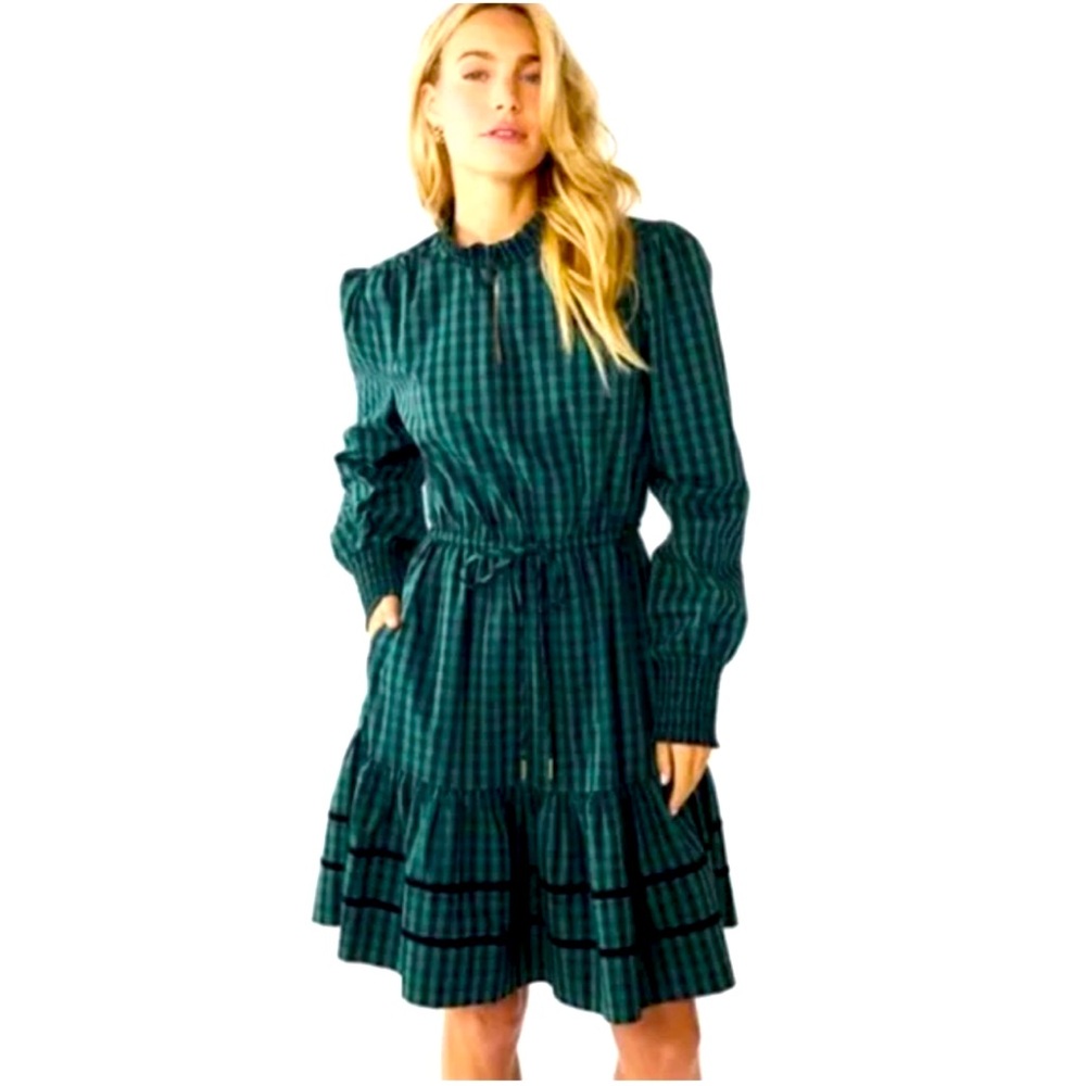 Draper James RSVP excellent condition green plaid dress